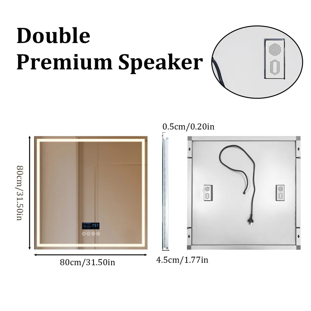 LUVODI Mirror With LED Light Anti Fog Bluetooth Speaker