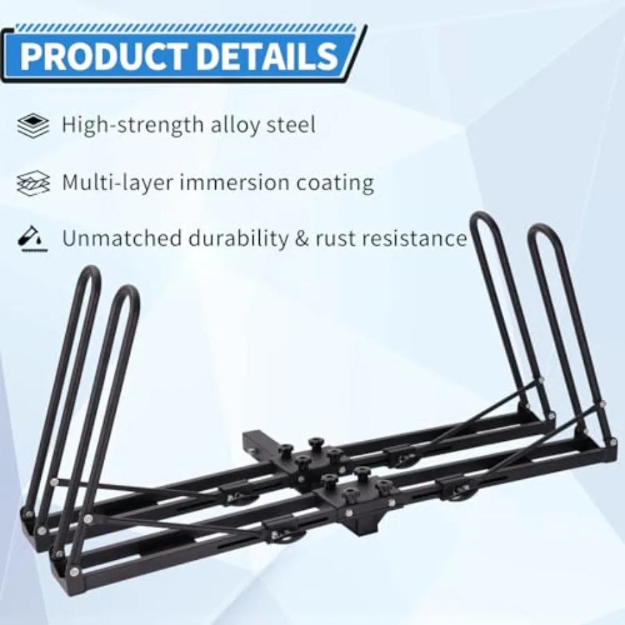 Hitch Mount Bike Rack for 2 Bikes Folding Bicycle Carrier for Car SUV with ToolFree Installation Compatible with 2 Receivers Co