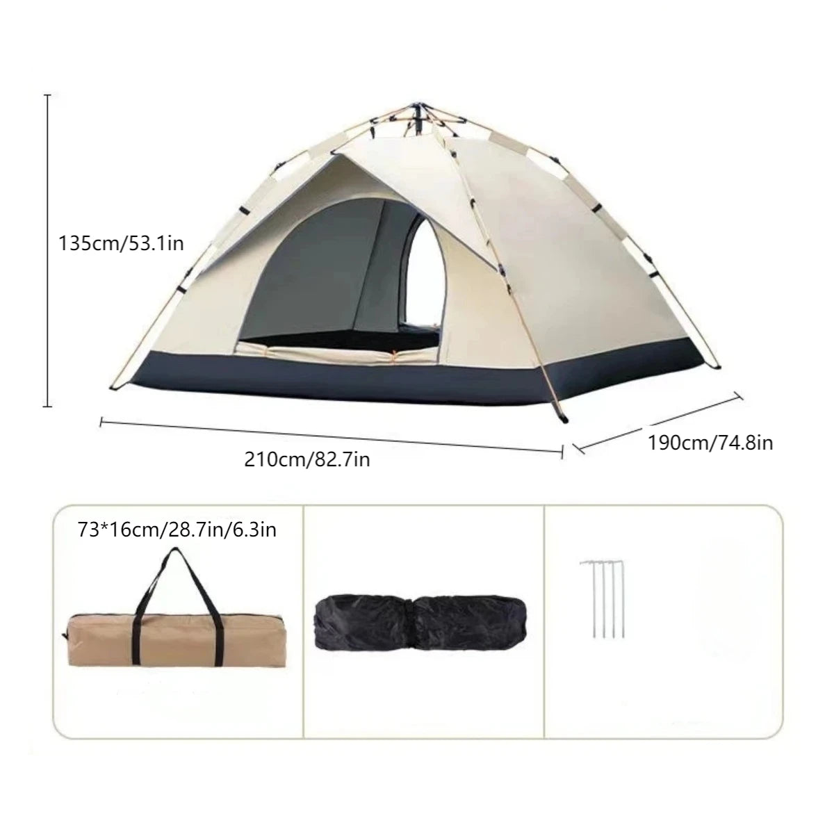 Outdoor Automatic Quick-opening Tent Automatic Rainproof Sunshine-proof Tent Two windowless doors