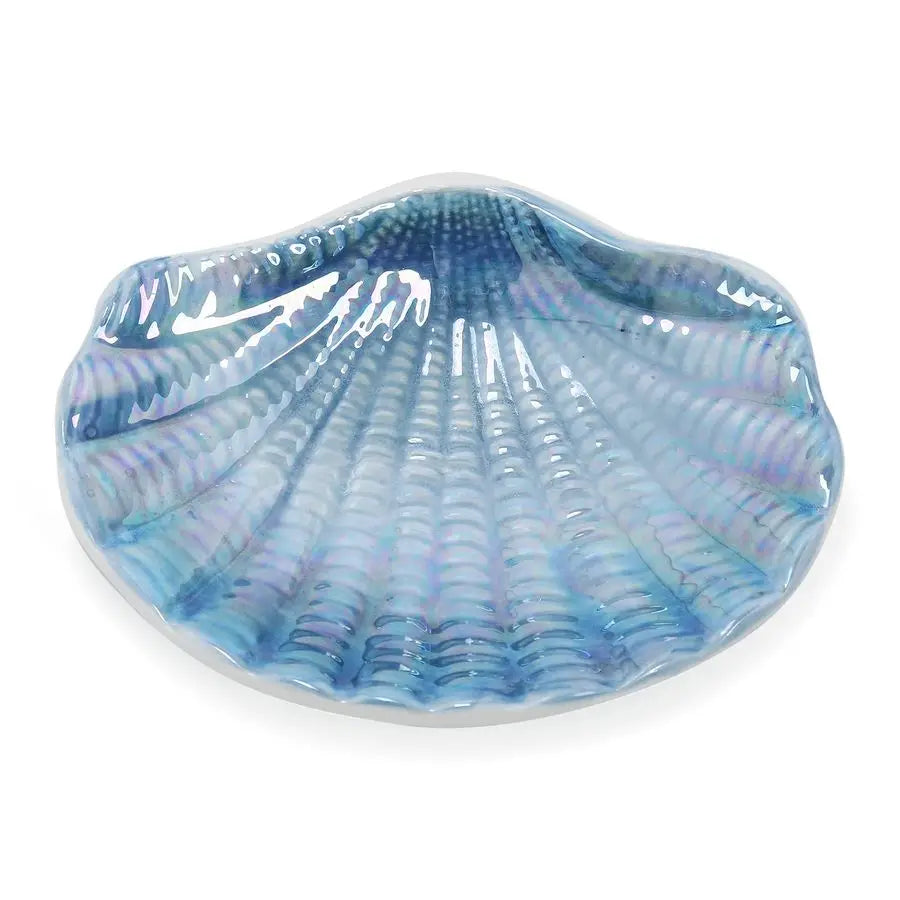Ocean Conch Sea Shell Ceramic Bathroom Accessories Set of 4,1 Gargle Cups 1 Toothbrush Holders 1 Soap Dishes 1 Soap Dispenser Bl