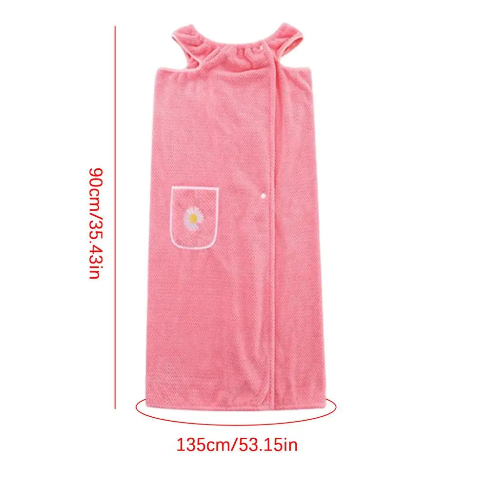 Towel Robe For Women After Shower Shower Absorbent Bath Wrap Body Towel Quick Dry Coral Fleece Bathrobe With Pocket For Home Spa