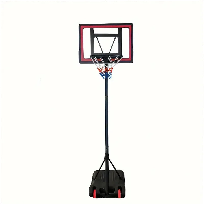 Adjustable Height 5.5-7" Basketball Stand with 44" Shatterproof Backboard - Portable Court System with Wheeled Base, Red