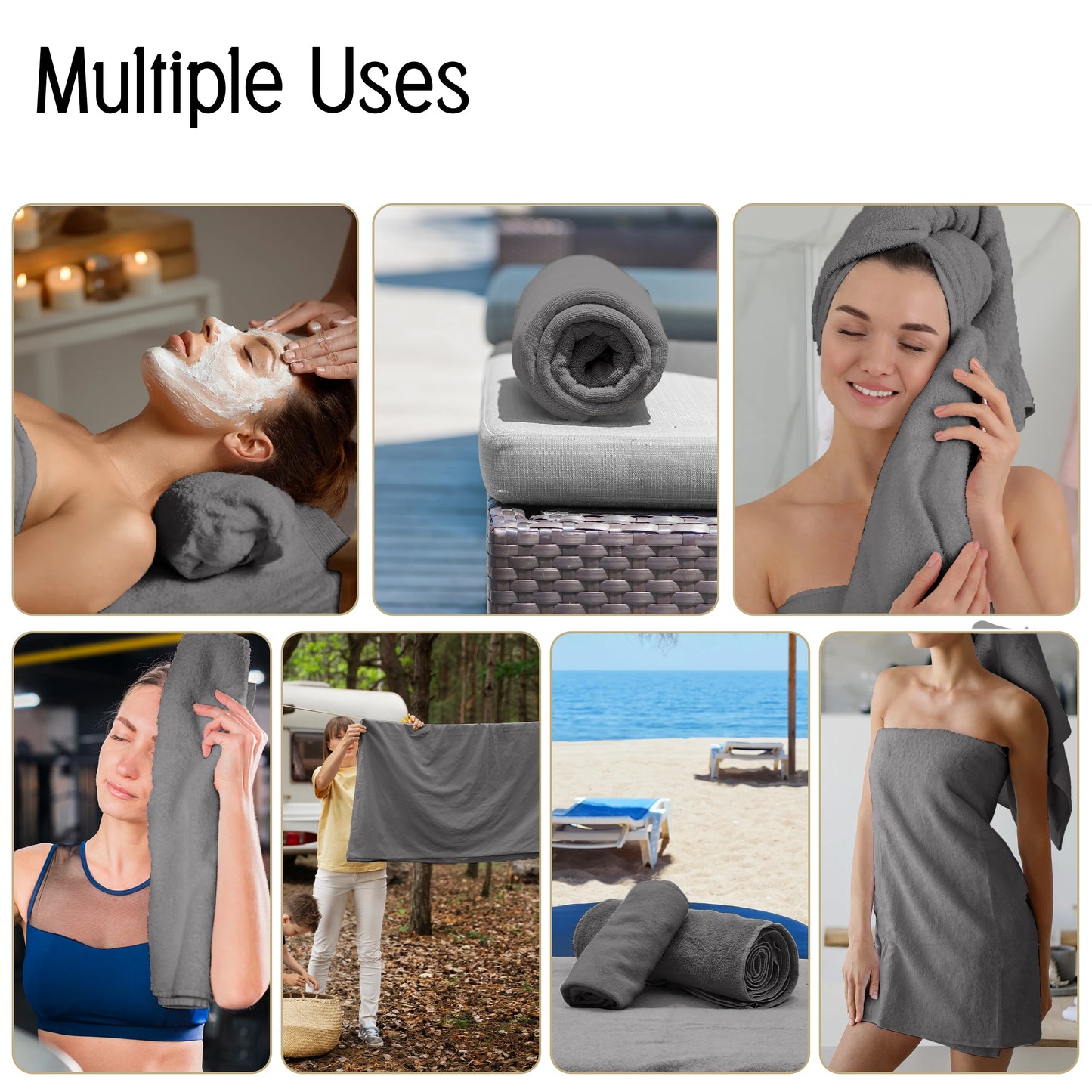 Lux Decor 6-Piece Bath Towel Set – 100% Cotton, 525 GSM, Ultra-Soft & Absorbent