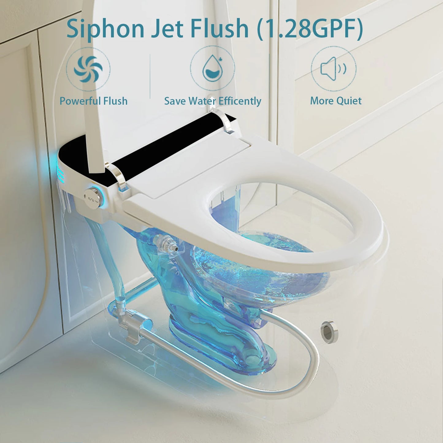 Smart Toilet with Built-in Bidet, AUTO Open/Close, Warm Water Sprayer, AUTO Dual Flush, Heated Bidet Toilet Seat for Bathrooms