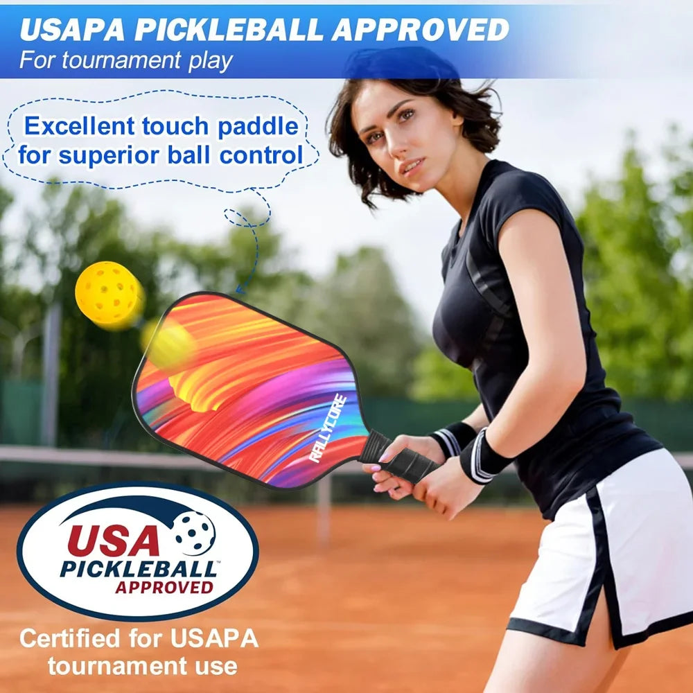 Complete Pickleball Set of 2 | Honeycomb Core Paddles, 4 Balls & Carry Bag for Indoor/Outdoor Play