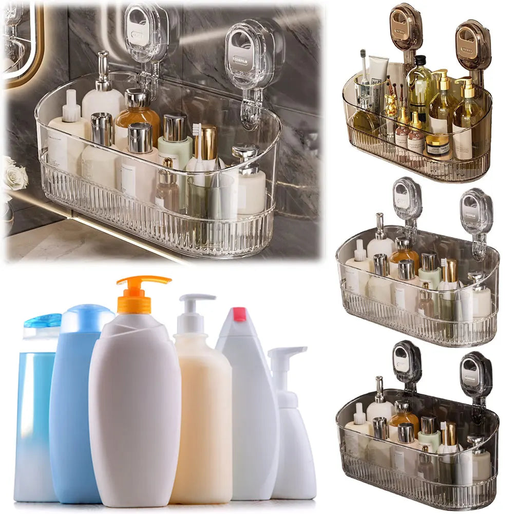 Hanging Shower Shelf Suction Storage Box Large Capacity & Strong Load-Bearing Removable Shower Basket Suction Cup for Bathroom