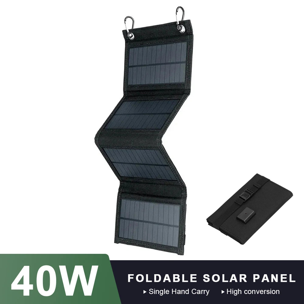 Foldable Solar Panel 40W Portable Solar Panels Charger USB 5V DC Full Time Power Solar Panel Mobile Power Supply