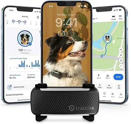 Tractive Smart Dog GPS Tracker | Live Pet Tracker with Virtual Fence | Vital Signs Monitoring of Heart & Respiratory Rate | Bark