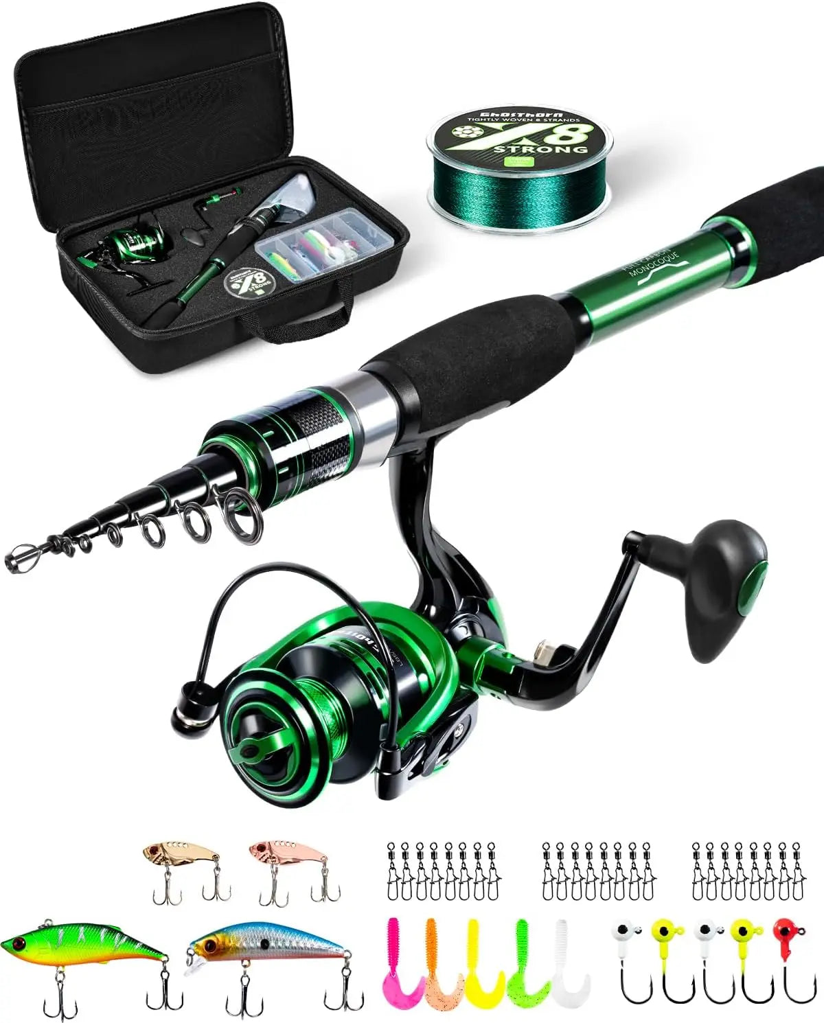 Fishing Rod And Reel Combo Graphite Telescopic Portable Travel Kit