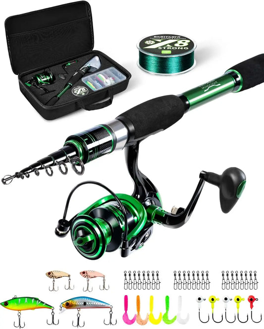 Fishing Rod And Reel Combo Graphite Telescopic Portable Travel Kit