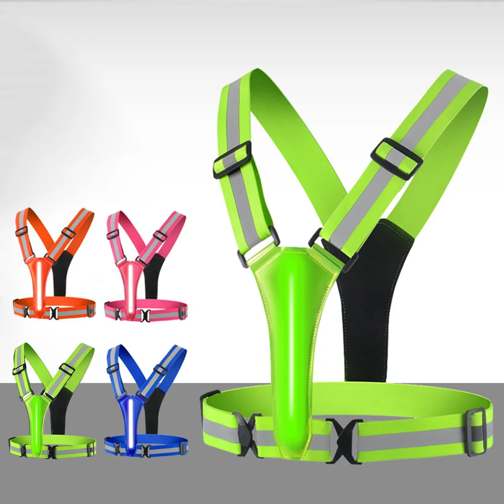 LED Running Vest USB Rechargeable Reflective Cycling Security Vest High Visibility Night Running Riding Clothing For Running