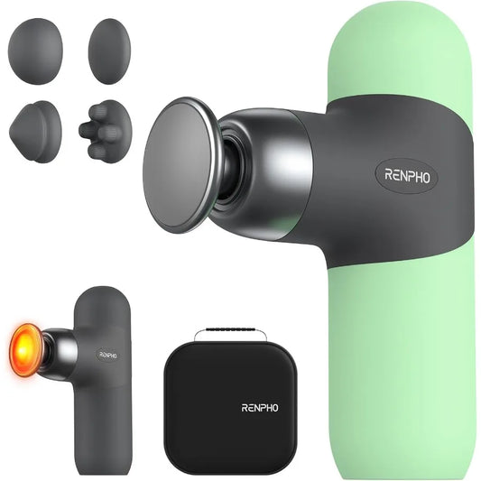 Mini Thermal Massage Gun with Heat for Targeted Muscle Relief: Portable Deep Tissue Percussion Massager with Adjustable Intensi