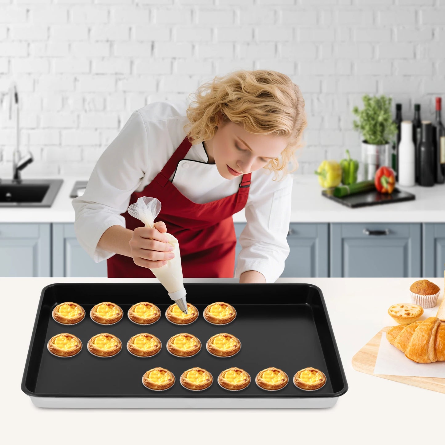 Bakeware Cookie Pan, Kitchen Oven Baking Pan, Baking Pan, Non-Stick Baking Pan 23.6x15.7in Rectangular Oven Tray