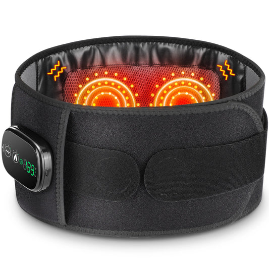 Heating Vibration Massager Belt, Red Light Hot Compress Waist Support Brace Waist Back Massage Lumbar Support Belt