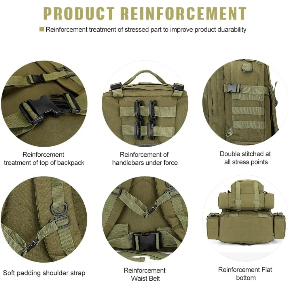 Large Military Tactical Backpack for Men, 40-50L Backpacks for Women, Bug out Bag Army 3 Days Pack Bags Rucksack with Molle Syst