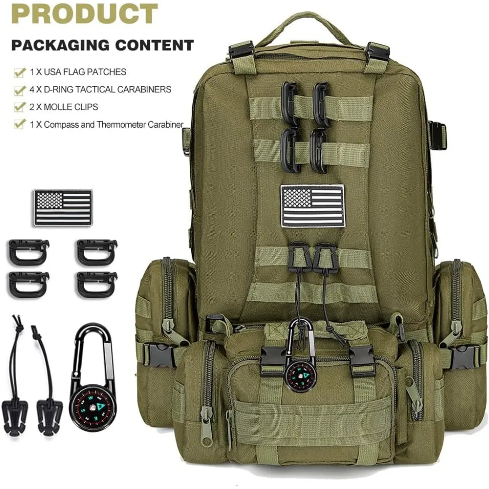 Large Military Tactical Backpack for Men, 40-50L Backpacks for Women, Bug out Bag Army 3 Days Pack Bags Rucksack with Molle Syst