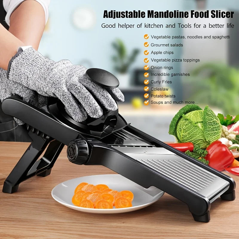 AEDG Stainless Steel Mandoline Slicer With 5 Blades Holder
