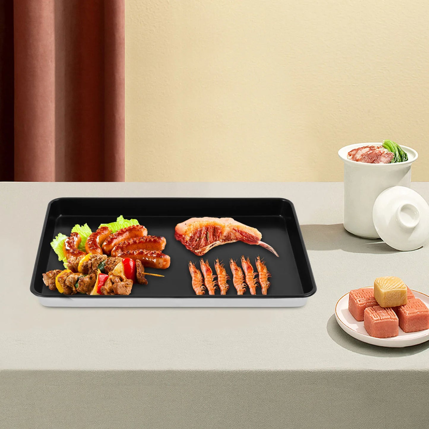 Bakeware Cookie Pan, Kitchen Oven Baking Pan, Baking Pan, Non-Stick Baking Pan 23.6x15.7in Rectangular Oven Tray