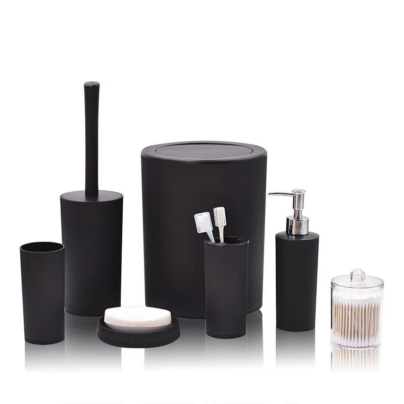 7pcs/set Modern Plastic Bathroom Accessories Set with Soap Dish Toothbrush Holder Dispenser 2026 New