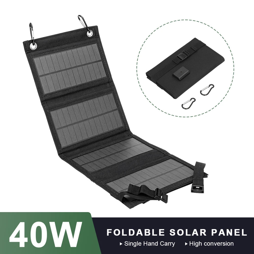Foldable Solar Panel 40W Portable Solar Panels Charger USB 5V DC Full Time Power Solar Panel Mobile Power Supply