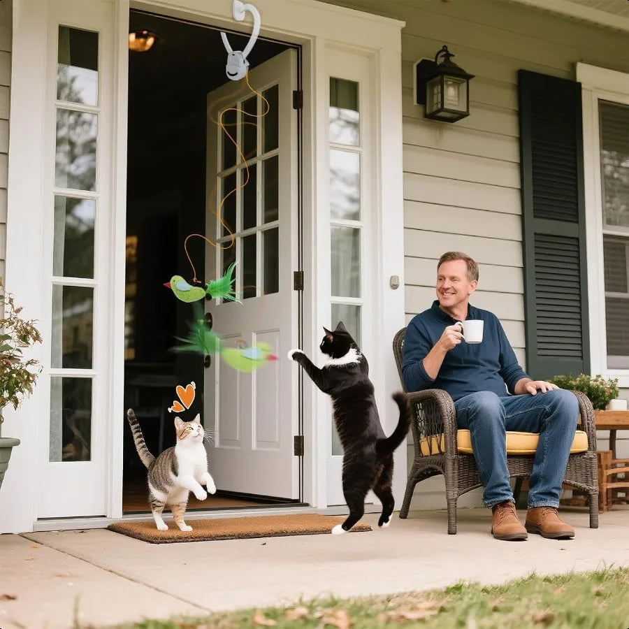 Interactive Cat Toys for Indoor Cats Automatic Electric Flying Bird Feather Wand Toy Best Kitten Adult Cat Enrichment Toy Hangi