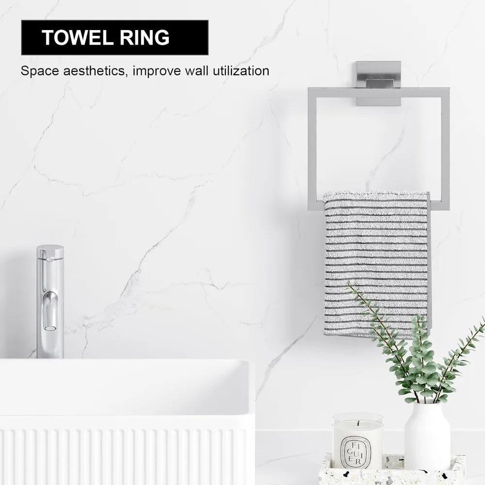 10-Piece Brushed Nickel Bathroom Set, 23.6 Inch Towel Bars, Stainless Steel Wall Mounted Accessories for Easy Installation