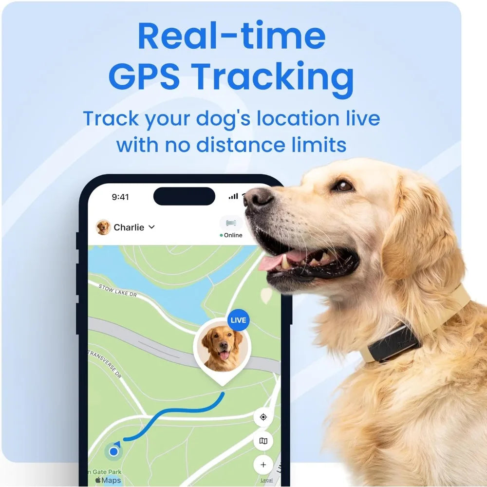 Tractive Smart Dog GPS Tracker | Live Pet Tracker with Virtual Fence | Vital Signs Monitoring of Heart & Respiratory Rate | Bark
