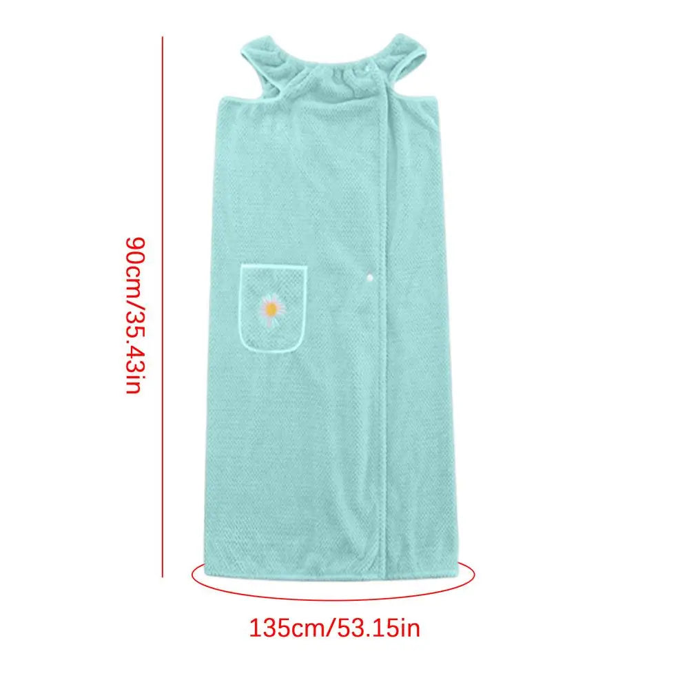 Towel Robe For Women After Shower Shower Absorbent Bath Wrap Body Towel Quick Dry Coral Fleece Bathrobe With Pocket For Home Spa
