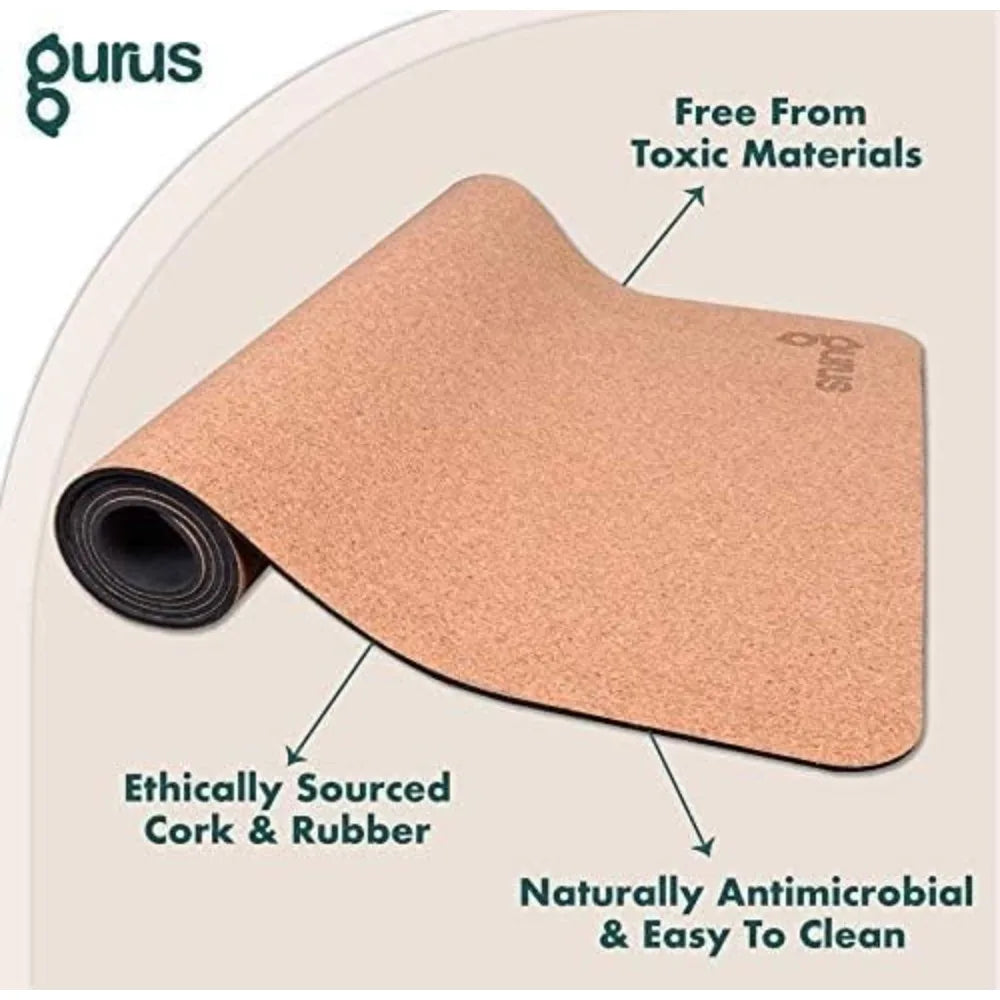 Thick and Durable Cork Yoga Mat for Sweat-Resistant Home Workouts and Exercise Sessions