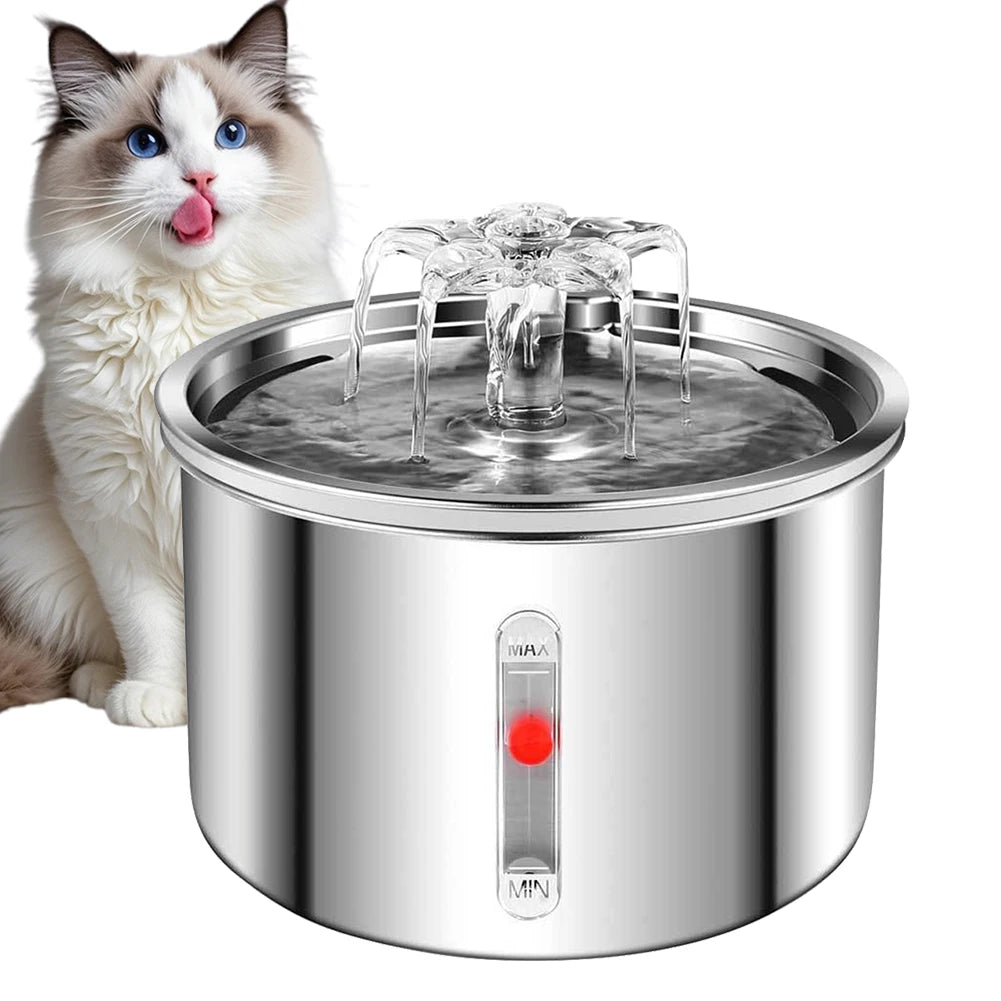 2L Automatic Pet Water Fountain Stainless Steel Auto Filter Pet Drinker Circulation Water Fountain Indoor PetSmart Drinking Bowl