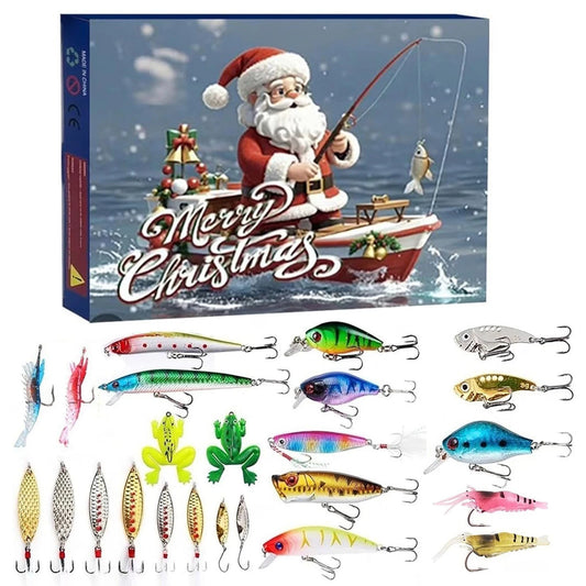 2025 Fishing Advent Calendar 24 Days Fishing Lures Set Fishing Christmas Advent Calendar Xmas Surprise Gift for Men
