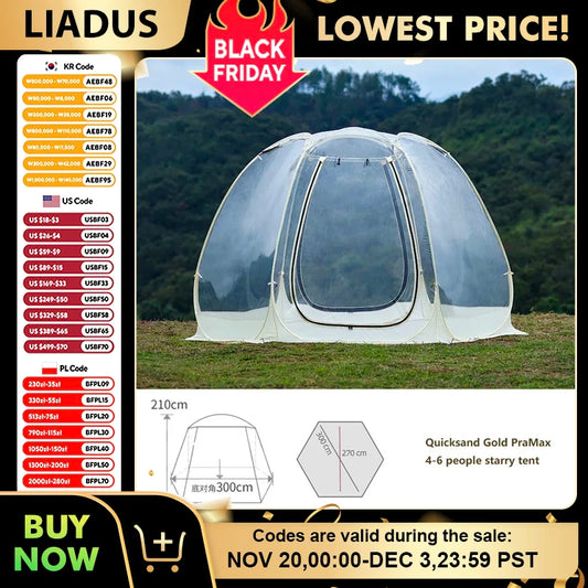 Outdoor Waterproof Transparent Dome Tent for 4-8 People Mushroom Shaped Camping Shelter Ideal for Hiking And Wild Trips