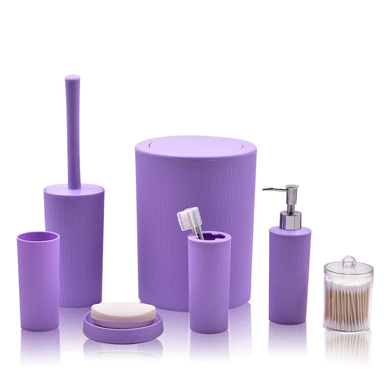 7pcs/set Modern Plastic Bathroom Accessories Set with Soap Dish Toothbrush Holder Dispenser 2026 New