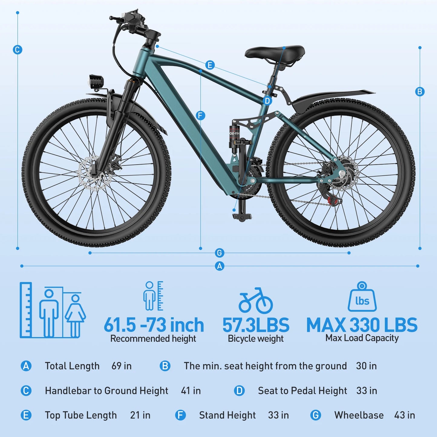 26" 24" Electric Motorcycles E Bike For Adults, 650W Peak Motor Ebike 25Mph 35Miles 10.4AH 13.5AH Electric Mountain Bicycle