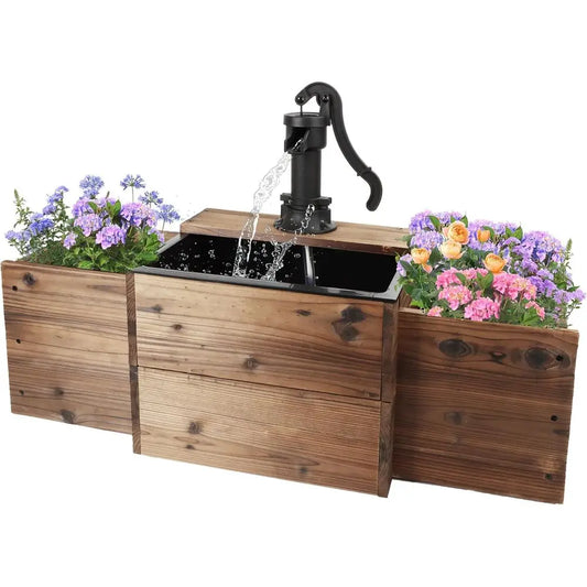 Outdoor Water Fountain Flower Box Garden Decor For Patios