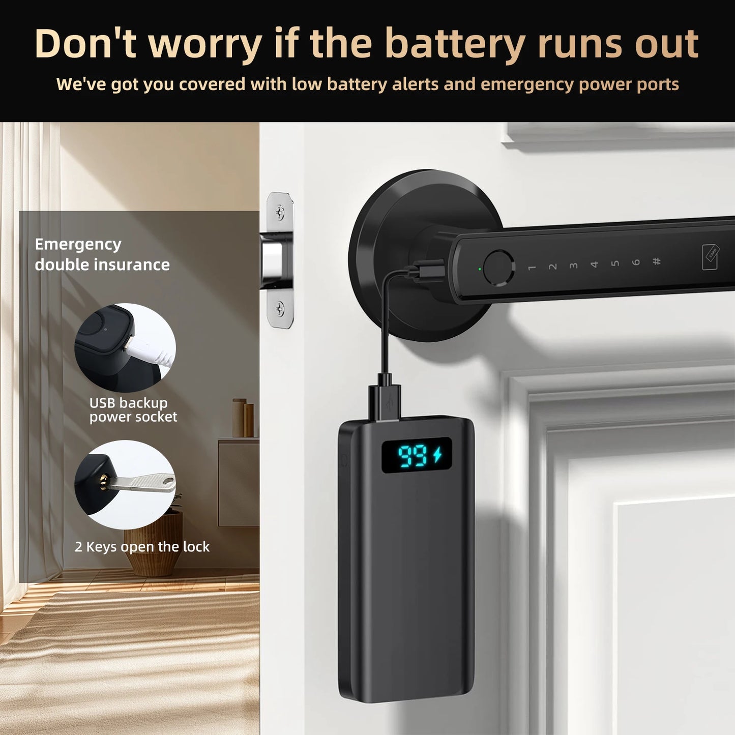 Viladepot Smart Door Lock Aluminium Alloy Biometric Fingerprint