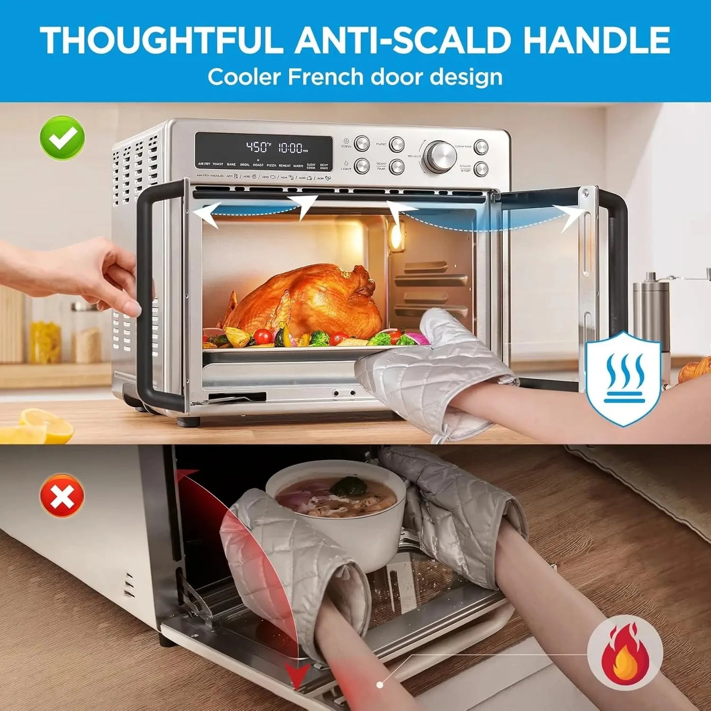 French Door Toaster Oven Air Fryer Stainless Steel