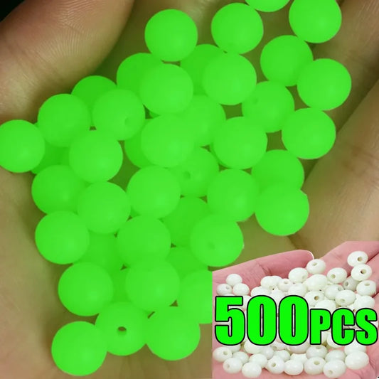 Luminous Beads Fishing Space Beans 4mm 5mm 6mm 8mm Soft Rubber Lure Light Glowing Float Balls for Outdoor Fishing Tackles