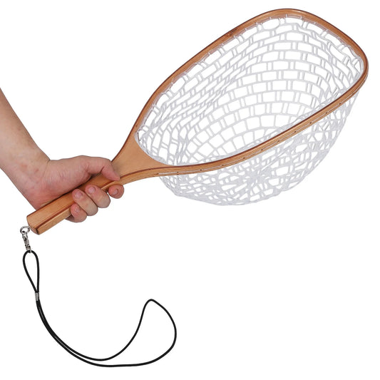 Fly Fishing Net, Trout Net, Wooden Frame Fly Fishing Landing Net for Catch and Release, Fly Fishing Gear for Stream Fishing