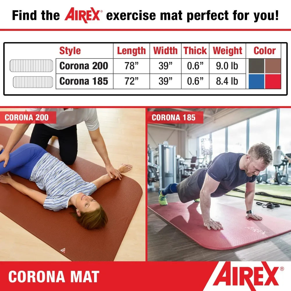 AIREX Corona 200 Premium Exercise Mat for Yoga, Physical Therapy, Rehabilitation, Balance & Stability Exercises, Pilates, Aerobi