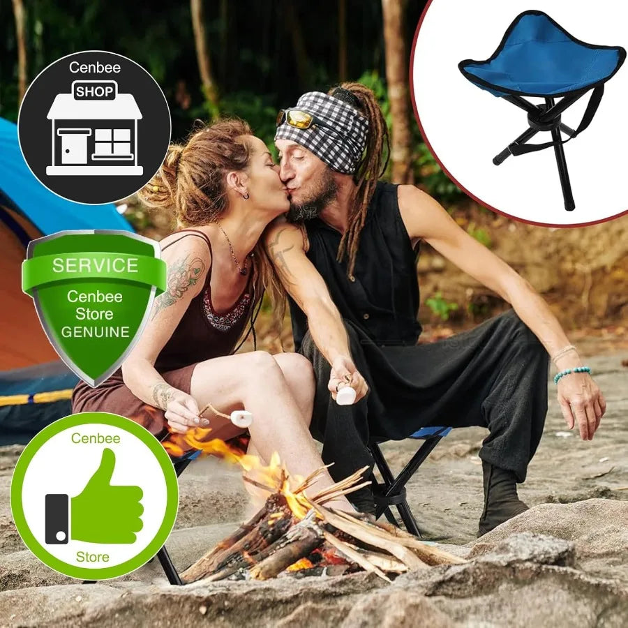 Portable Outdoor Folding Camping Stool for Travel Fishing Hiking Gardening and Beach Use with 14 Height and Up to 300 lbs Weigh