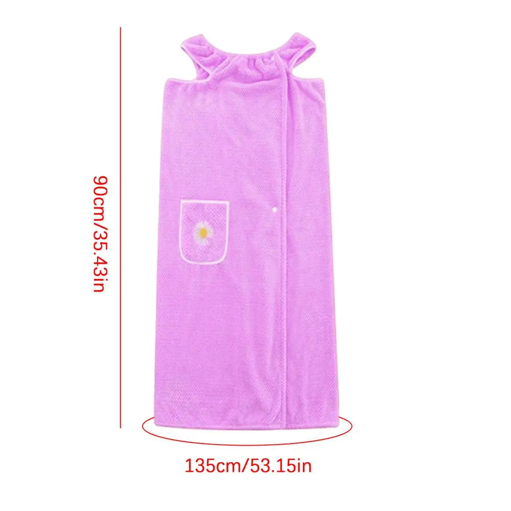 Towel Robe For Women After Shower Shower Absorbent Bath Wrap Body Towel Quick Dry Coral Fleece Bathrobe With Pocket For Home Spa