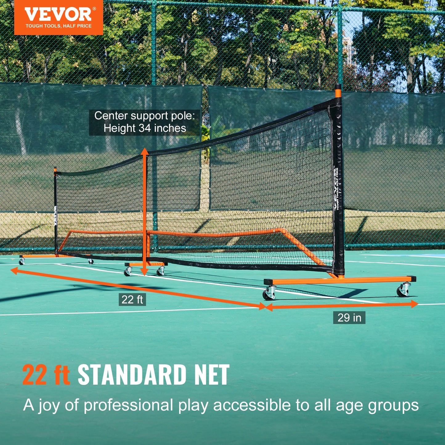 SucceBuy Portable Pickleball Net System 22FT Full Court Official Regulation Size Pickle Ball Nets Indoor Outdoor with Court Line