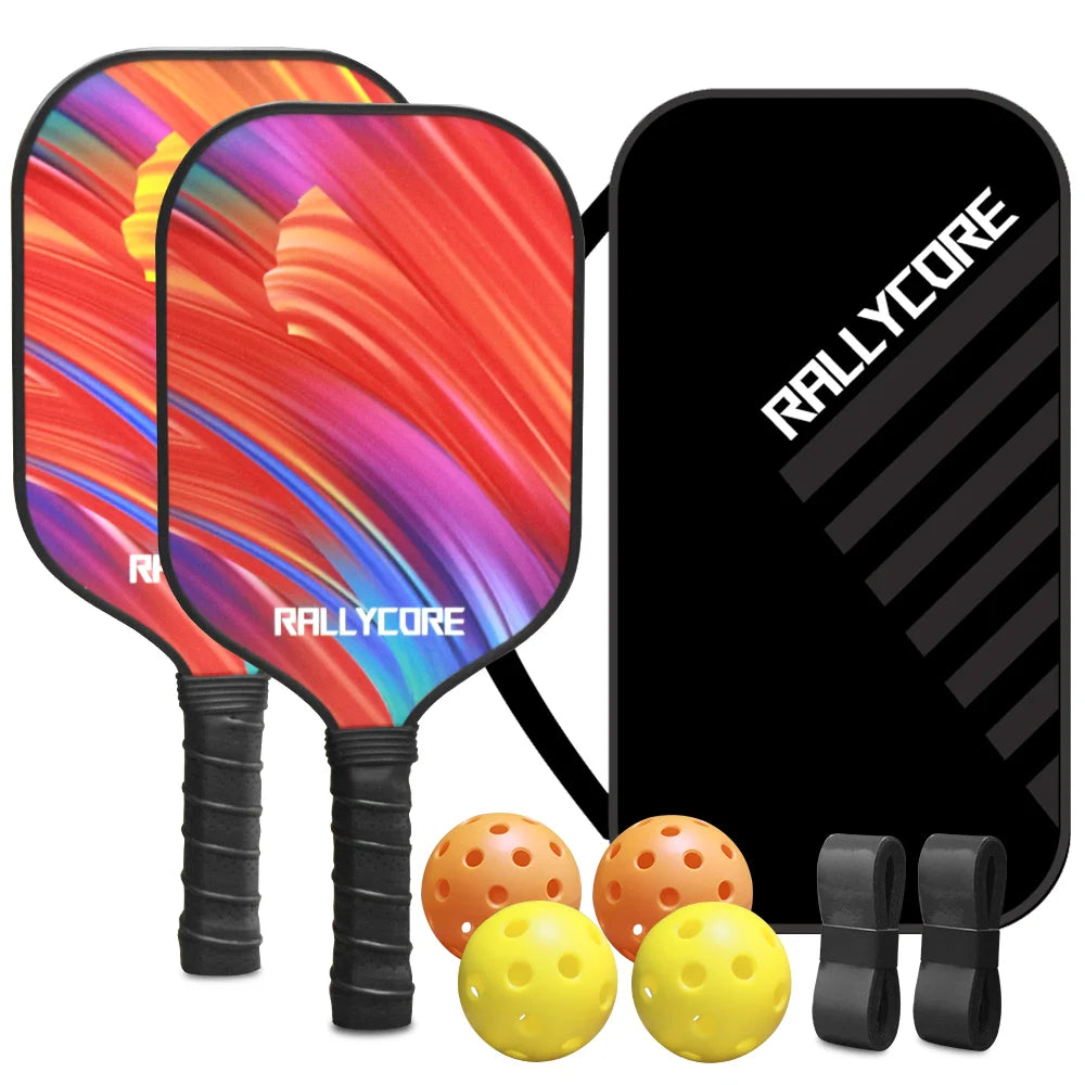Complete Pickleball Set of 2 | Honeycomb Core Paddles, 4 Balls & Carry Bag for Indoor/Outdoor Play