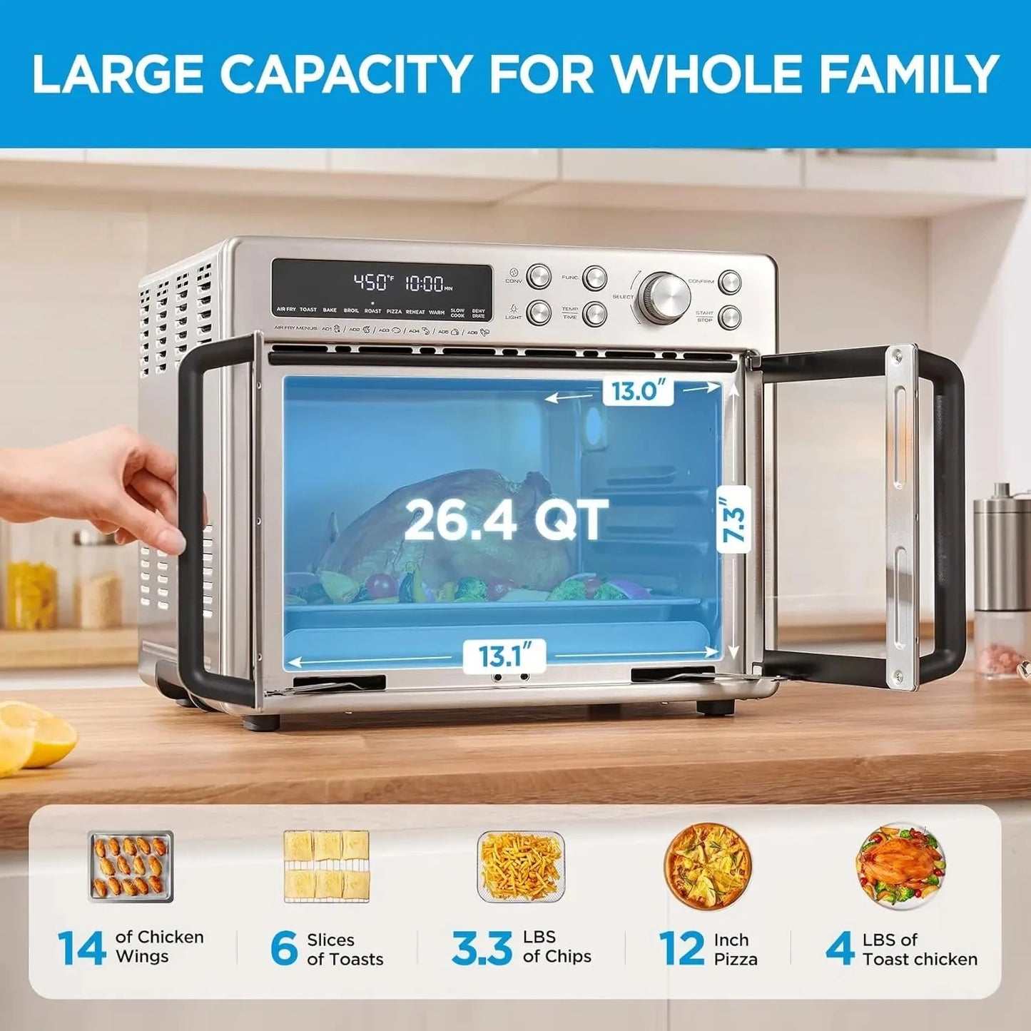 French Door Toaster Oven Air Fryer Stainless Steel