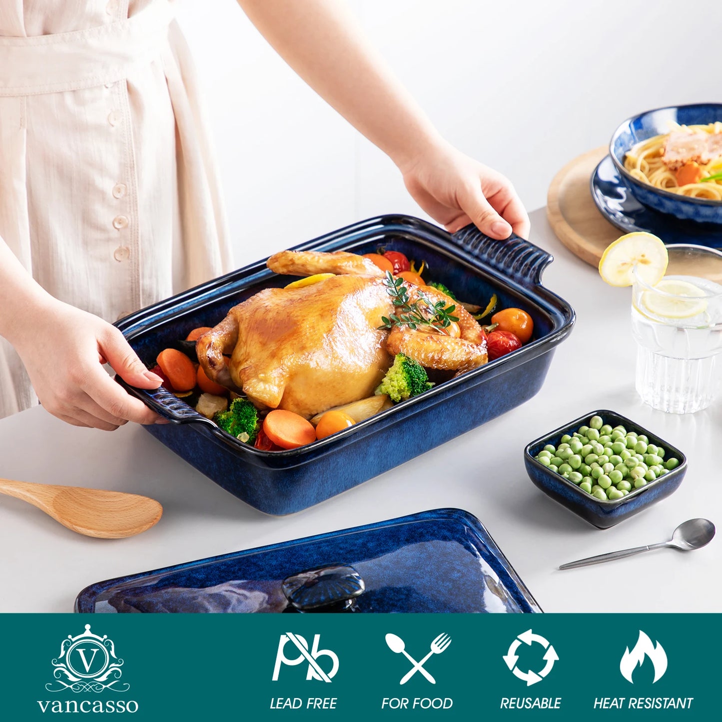Casserole Dish Porcelain Bakeware Lasagna Pan For Oven Use