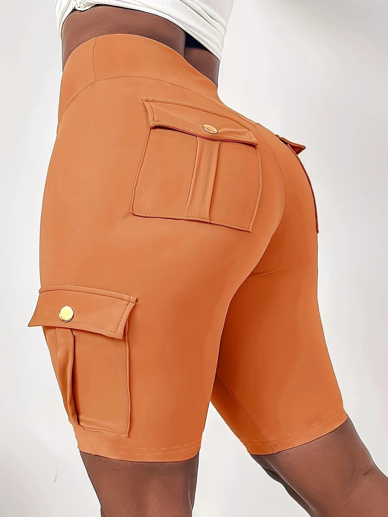 Solid Color Dry Pocket Design Sports Yoga Shorts