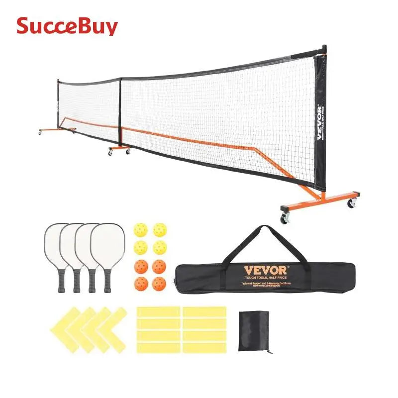 SucceBuy Portable Pickleball Net System 22FT Full Court Official Regulation Size Pickle Ball Nets Indoor Outdoor with Court Line