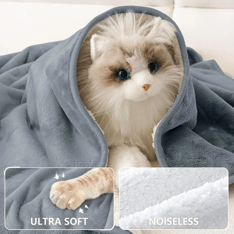 Waterproof Dog Bed Blanket Leakproof Pet Throw Blanket for Bed Couch Sofa Reversible Sherpa Fleece Furniture Protector Cover fo