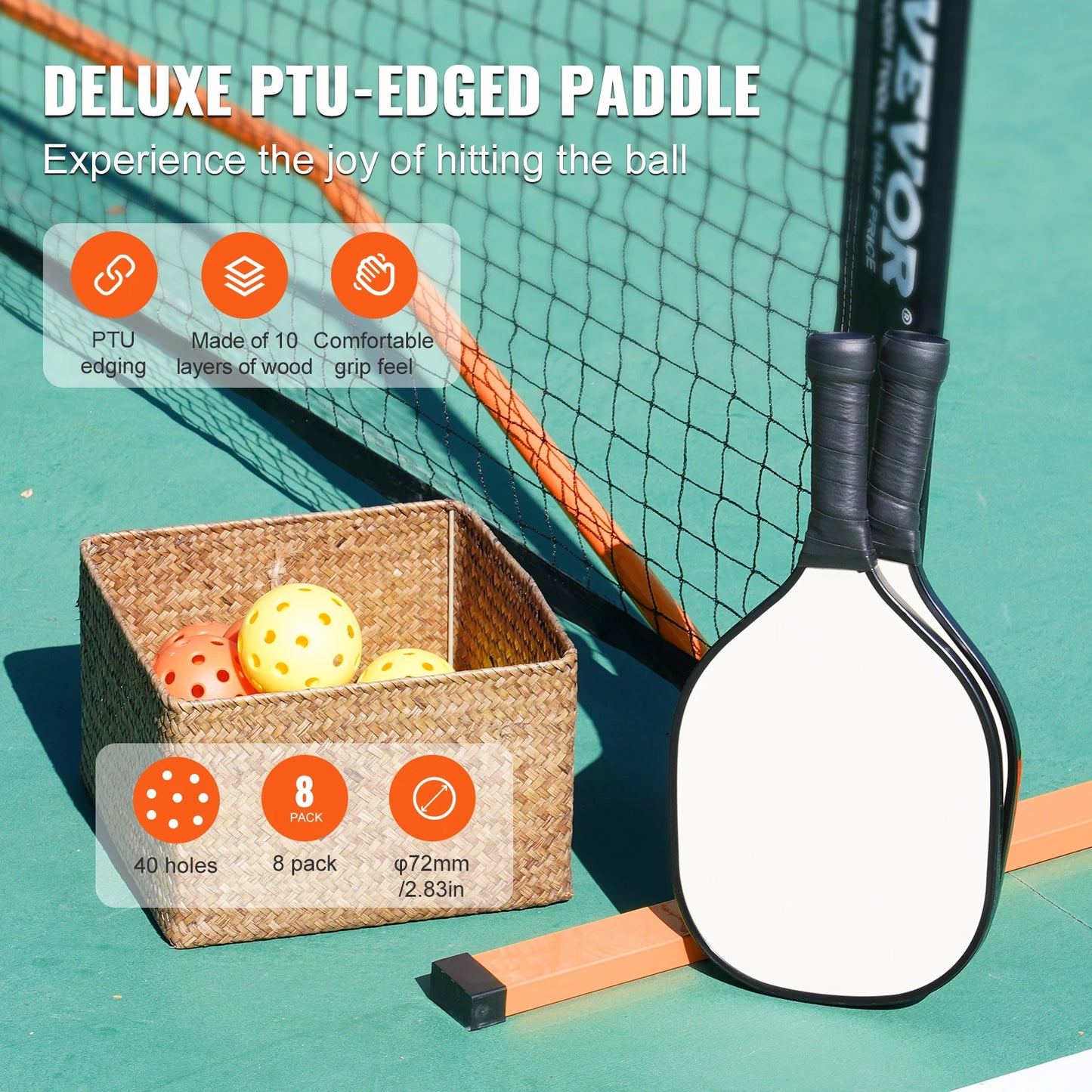SucceBuy Portable Pickleball Net System 22FT Full Court Official Regulation Size Pickle Ball Nets Indoor Outdoor with Court Line